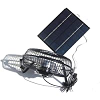 NUZAMAS Ventilador grande de 5-2 W 6 V con panel solar de 8 pulgadas para camping- caravana- yate- invernadero- casa de…